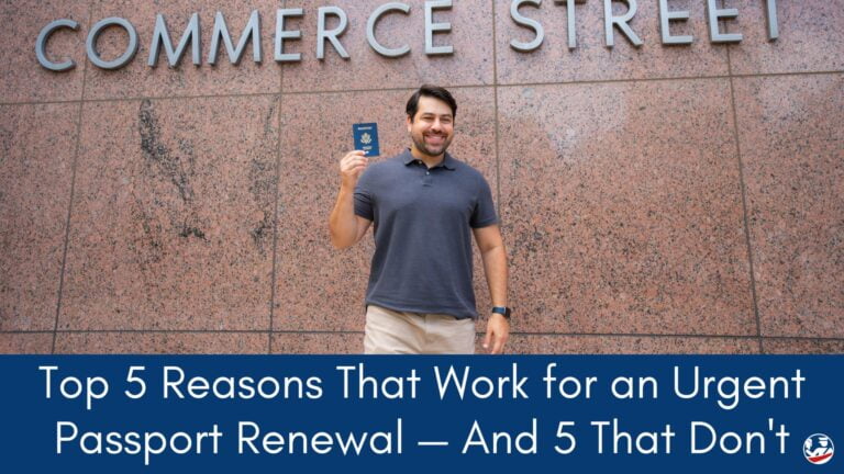 a happy man holding his new, renewed passport